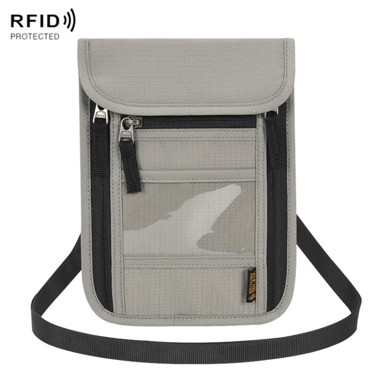 Passport ID Bag Anti-Theft Brush Card Bag Multi-Functional Neck Cell Phone Bag(Grey)