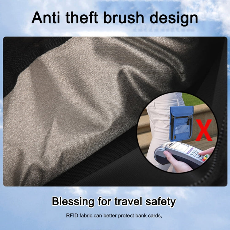 Passport ID Bag Anti-Theft Brush Card Bag Multi-Functional Neck Cell Phone Bag(Khaki)