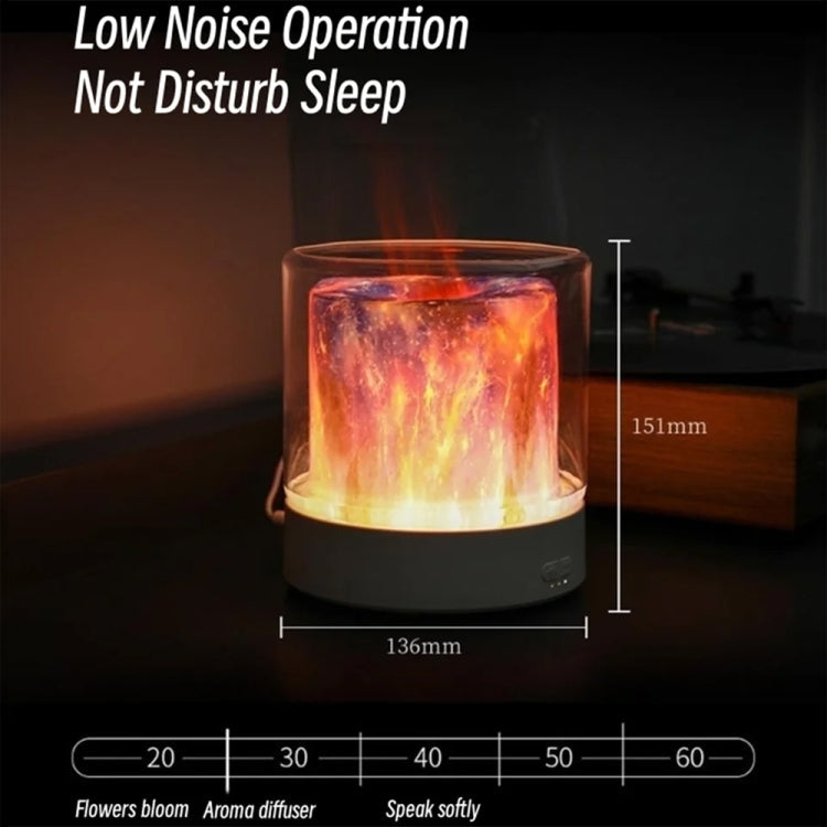Colorful Light Flame Aromatherapy Humidifier Home Ambient Light Desktop Fragrance Diffuser(White)