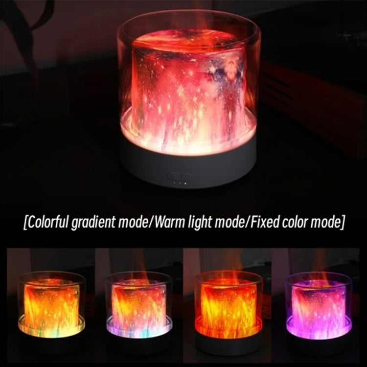 Colorful Light Flame Aromatherapy Humidifier Home Ambient Light Desktop Fragrance Diffuser(White)