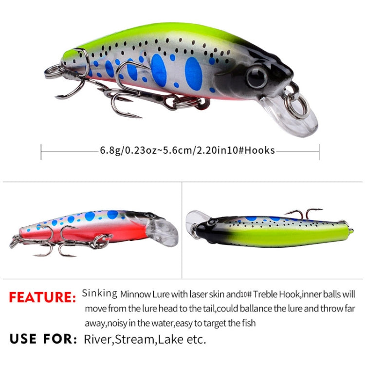 PROBEROS DW592 Sinking Minnow Lure Long Casting Fake Bait Bionic Plastic Hard Bait(Color E)