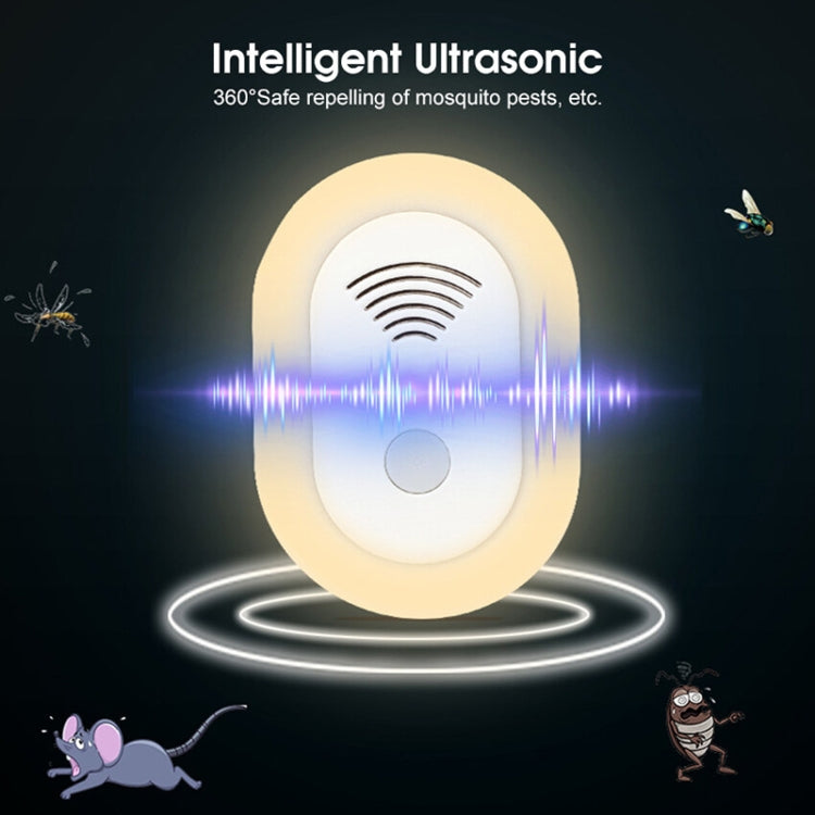 Adjustable Night Light Ultrasonic Mosquito Repeller Mini Home Electronic Mouse Repeller, Spec: EU Plug(White)
