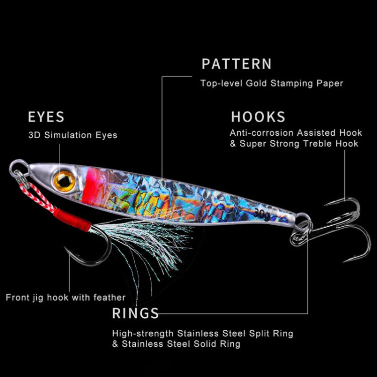 PROBEROS LF126 Long Casting Lead Fish Bait Freshwater Sea Fishing Fish Lures Sequins, Weight: 20g(Luminous Color A)