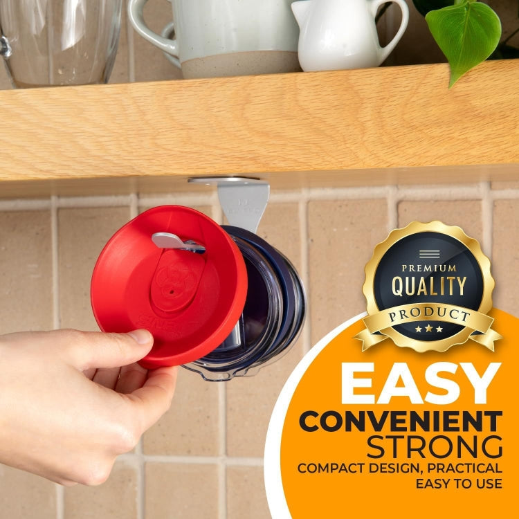 Tumbler Lid Organizer Self-Adhesive Under-Cabinet Cup Lid Storage Rack, Color: Steel Color