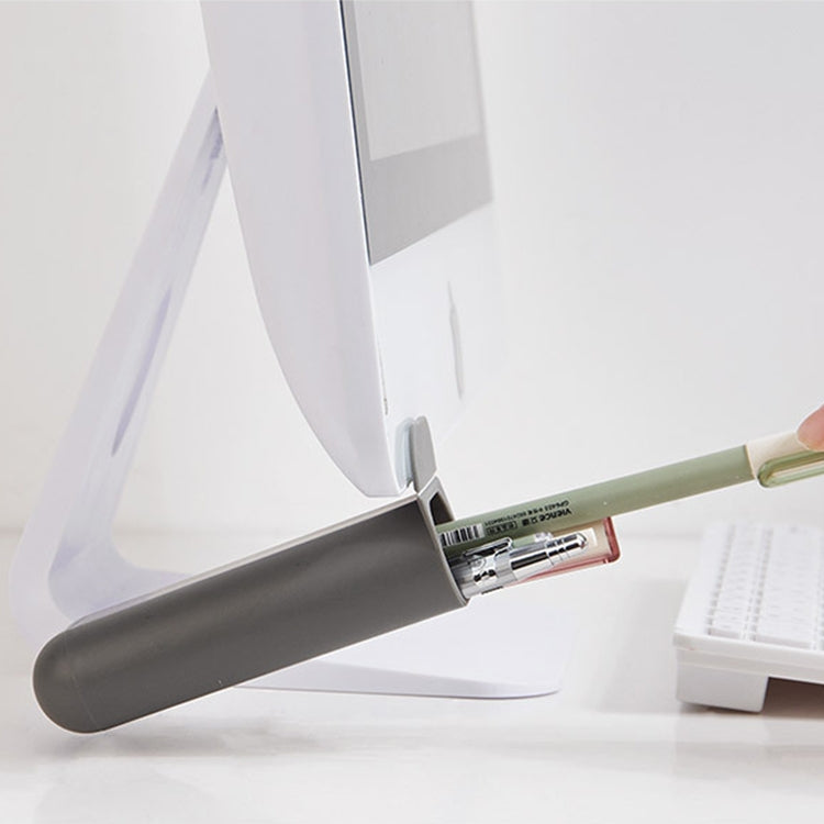 Desktop Computer Monitor Auxiliary Pen Holder Desk Adhesive Storage Box, Color: Square Double-layer-Gray