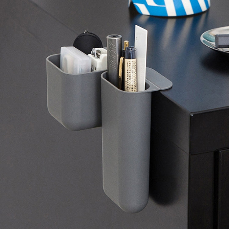 Desktop Computer Monitor Auxiliary Pen Holder Desk Adhesive Storage Box, Color: Square Double-layer-Gray