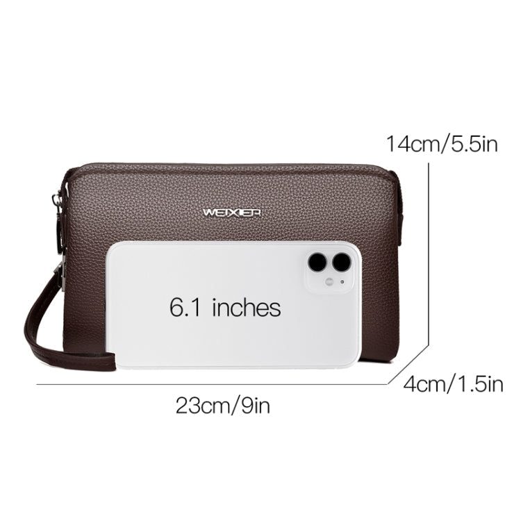 WEIXIER W125 Men Clutch Bag Password Zipper Business Phone Case(Brown)