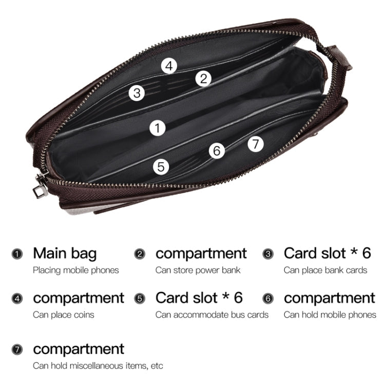 WEIXIER W125 Men Clutch Bag Password Zipper Business Phone Case(Brown)