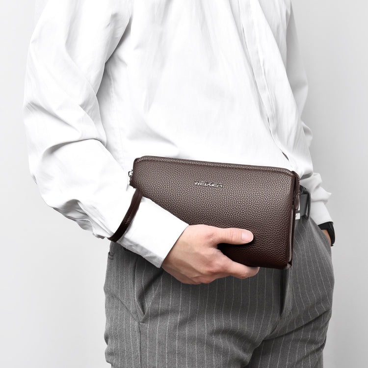 WEIXIER W125 Men Clutch Bag Password Zipper Business Phone Case(Brown)