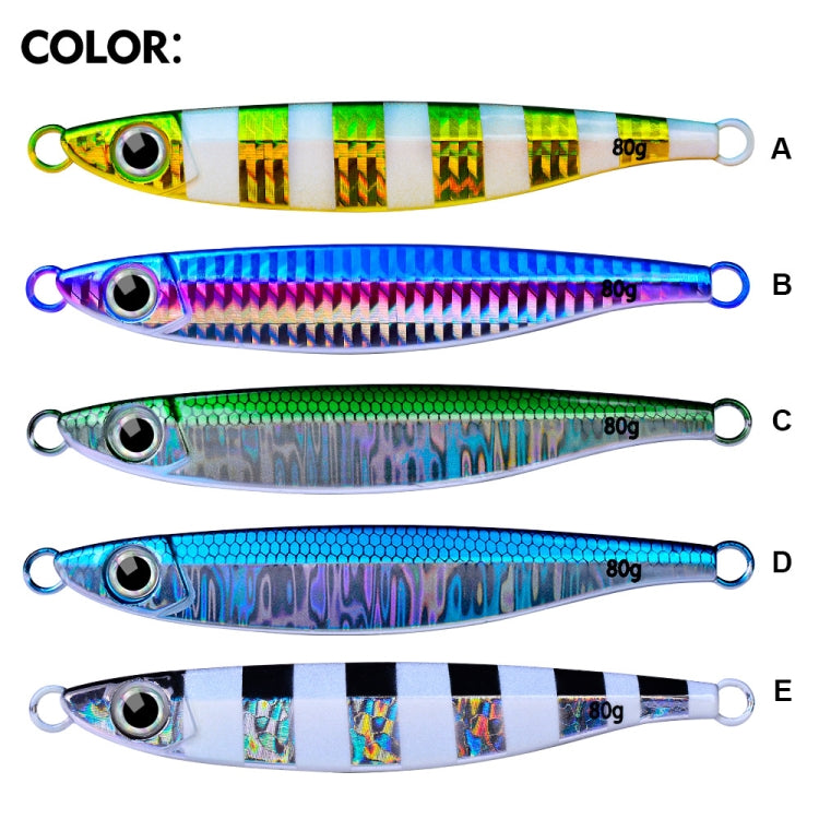 PROBEROS LF121 Fast Sinking Laser Boat Fishing Sea Fishing Lure Iron Plate Bait, Weight: 60g(Luminous Color A)