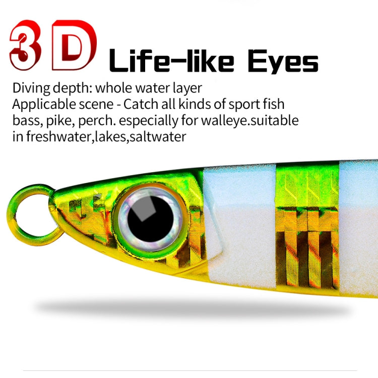 PROBEROS LF121 Fast Sinking Laser Boat Fishing Sea Fishing Lure Iron Plate Bait, Weight: 28g(Luminous Color A)