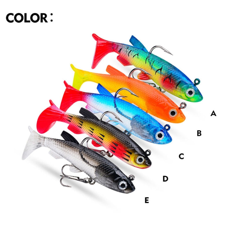 PROBEROS DW6087 T-Tail Lead Fish Soft Lure Sea Bass Boat Fishing Bionic Fake Bait, Specification: 7.5cm/13.5g(Color E)