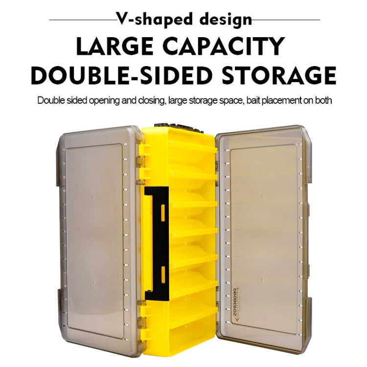 PROBEROS H1000 Double Sided Lure Box Handheld Double Layer Storage Case For Bait Accessories, Style: A Model(Yellow)