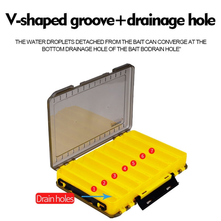 PROBEROS H1000 Double Sided Lure Box Handheld Double Layer Storage Case For Bait Accessories, Style: B Model(Yellow)