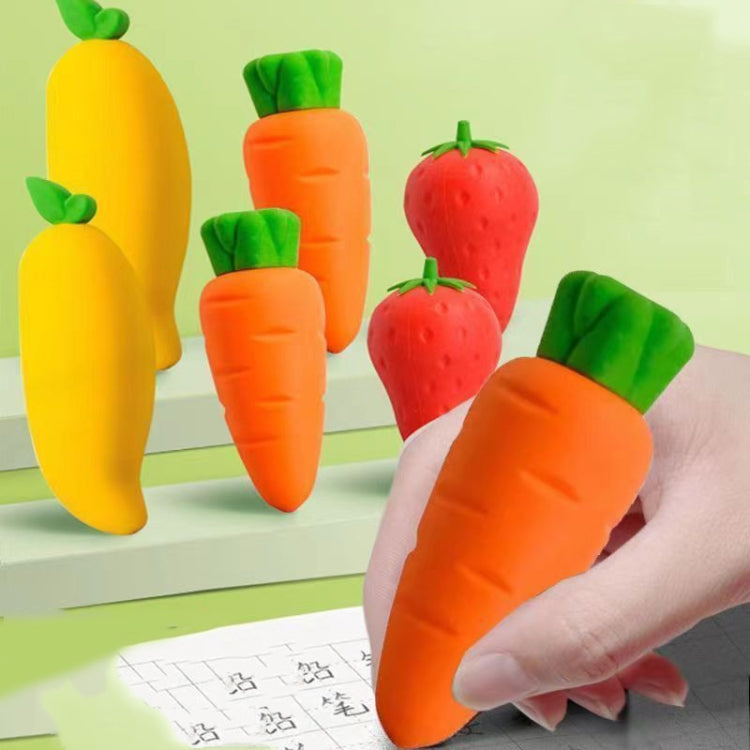 10pcs Big Fruit Eraser Student Traceless Art Cartoon Creative Eraser(Carrot)