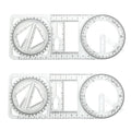 2pcs Multifunctional Drawing Ruler Function Drawing Protractor Geometric Ruler(For Primary School)