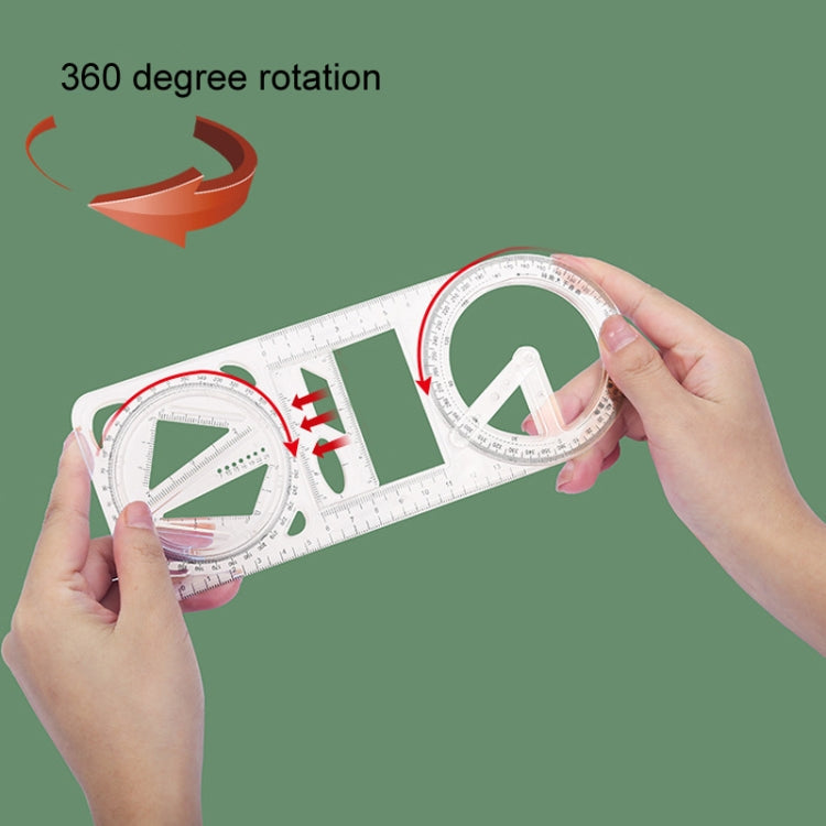 2pcs Multifunctional Drawing Ruler Function Drawing Protractor Geometric Ruler(For Primary School)