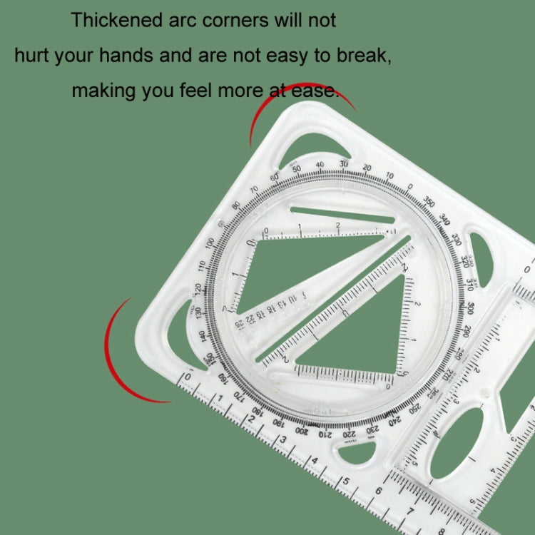 2pcs Multifunctional Drawing Ruler Function Drawing Protractor Geometric Ruler(For Primary School)