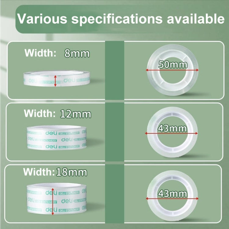12 Rolls Width 0.8cm x Length 18.2m Deli Small High Viscosity Office Transparent Tape Student Stationery Tape