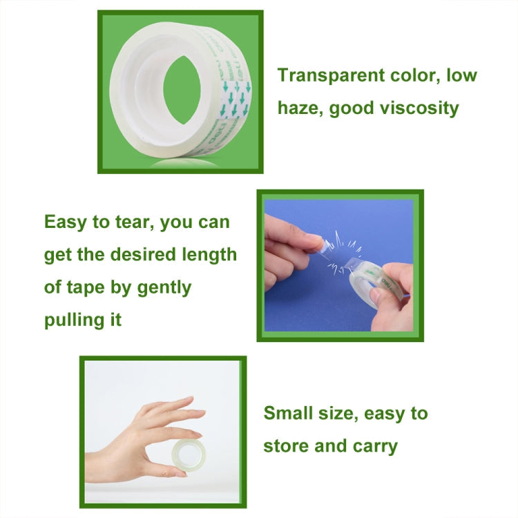 8 Rolls Width 1.8cm x Length 12.8m Deli Small High Viscosity Office Transparent Tape Student Stationery Tape