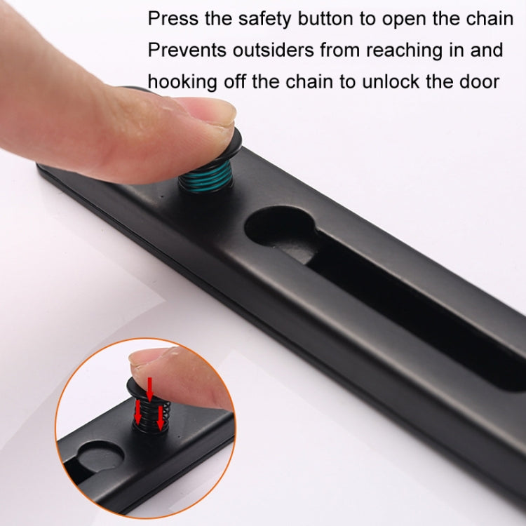 With Insurance Door Buckle Security Chain Anti-burglary Door Chain Latch Household Door Inside Reverse Lock Anti-burglary Buckle, Color: Matte Black