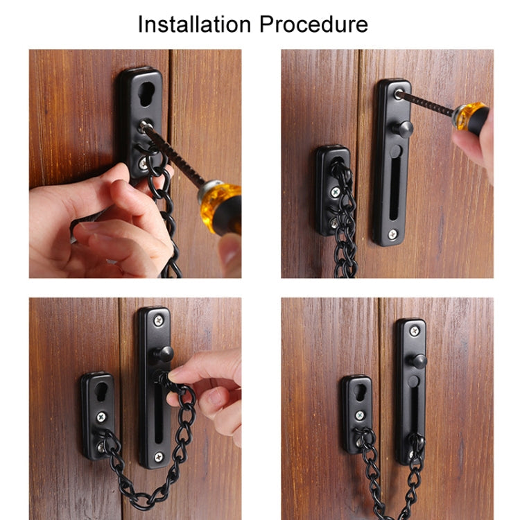 With Insurance Door Buckle Security Chain Anti-burglary Door Chain Latch Household Door Inside Reverse Lock Anti-burglary Buckle, Color: Red Bronze
