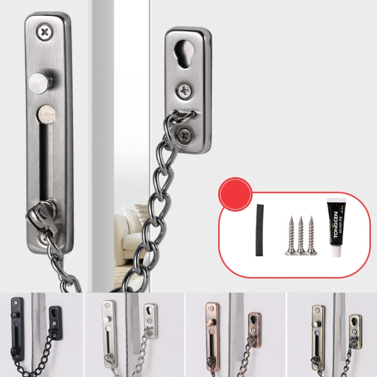 With Insurance Door Buckle Security Chain Anti-burglary Door Chain Latch Household Door Inside Reverse Lock Anti-burglary Buckle, Color: Brushed Stainless Steel