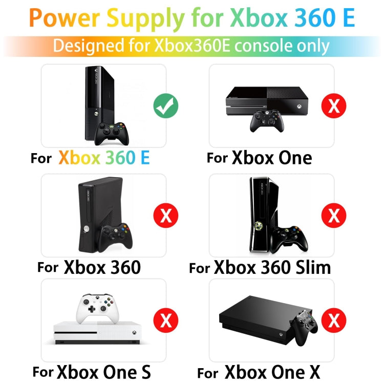 For Microsoft Xbox 360 E Console Power Supply Charger 135W 100-240V 2A AC Adapter(EU Plug)