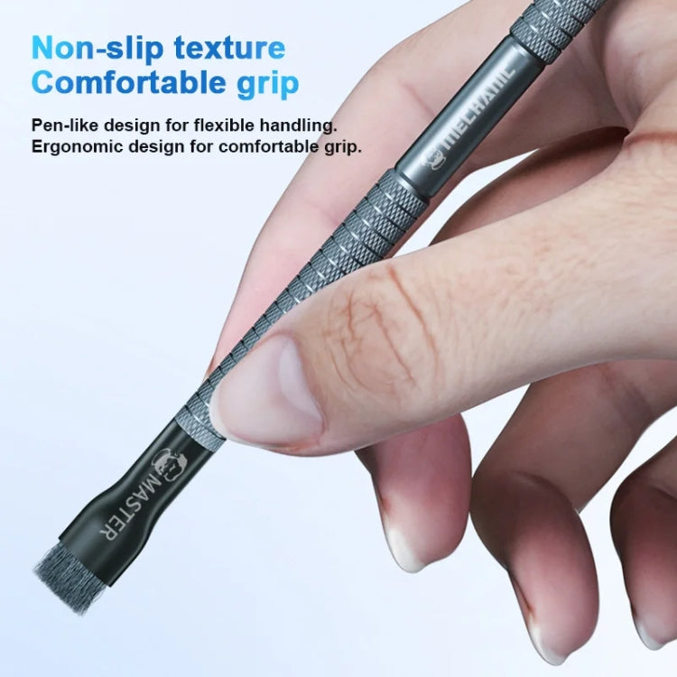 MECHANIC Cell Phone Motherboard Chip Degumming Brush PCB De-Tin Cleaning Cylinder Long Handle Brush, Style: Double-ended Sideburns+Steel Wire