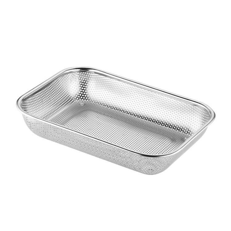 Kitchen Sterilization Cabinet Cutlery Organizer Household Stainless Steel Drainage Tray, Model: Perforated Rectangular Basket Meidum