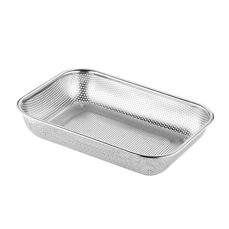 Kitchen Sterilization Cabinet Cutlery Organizer Household Stainless Steel Drainage Tray, Model: Perforated Rectangular Basket Large