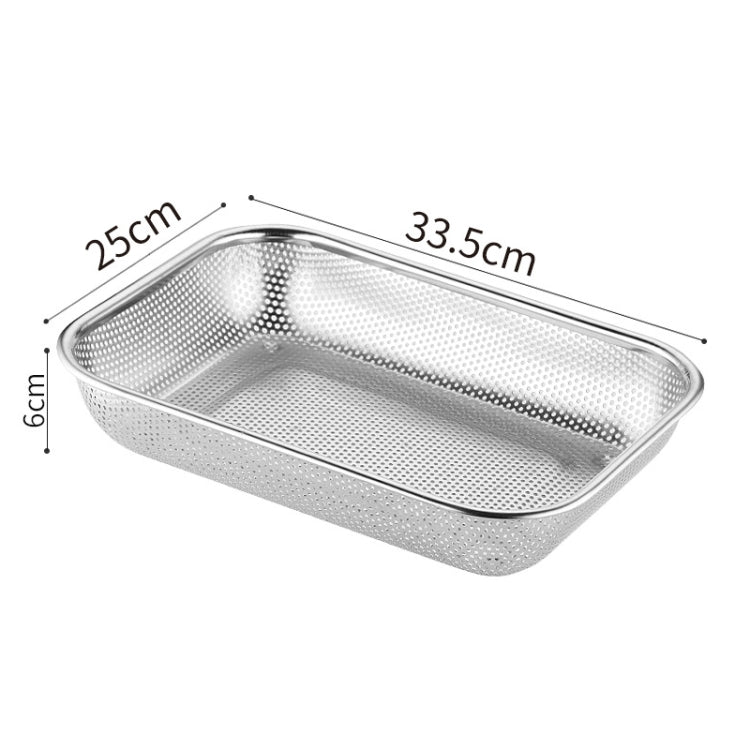 Kitchen Sterilization Cabinet Cutlery Organizer Household Stainless Steel Drainage Tray, Model: Perforated Rectangular Basket Large