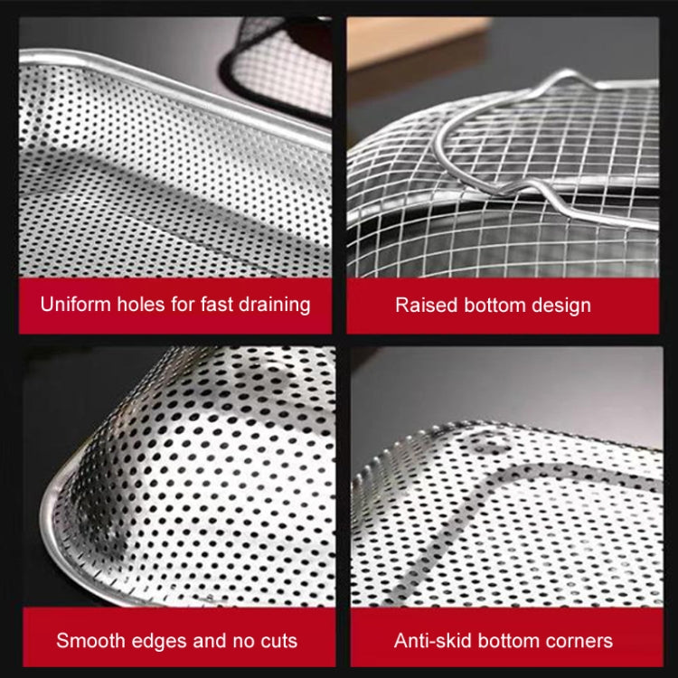 Kitchen Sterilization Cabinet Cutlery Organizer Household Stainless Steel Drainage Tray, Model: Perforated Rectangular Basket Large