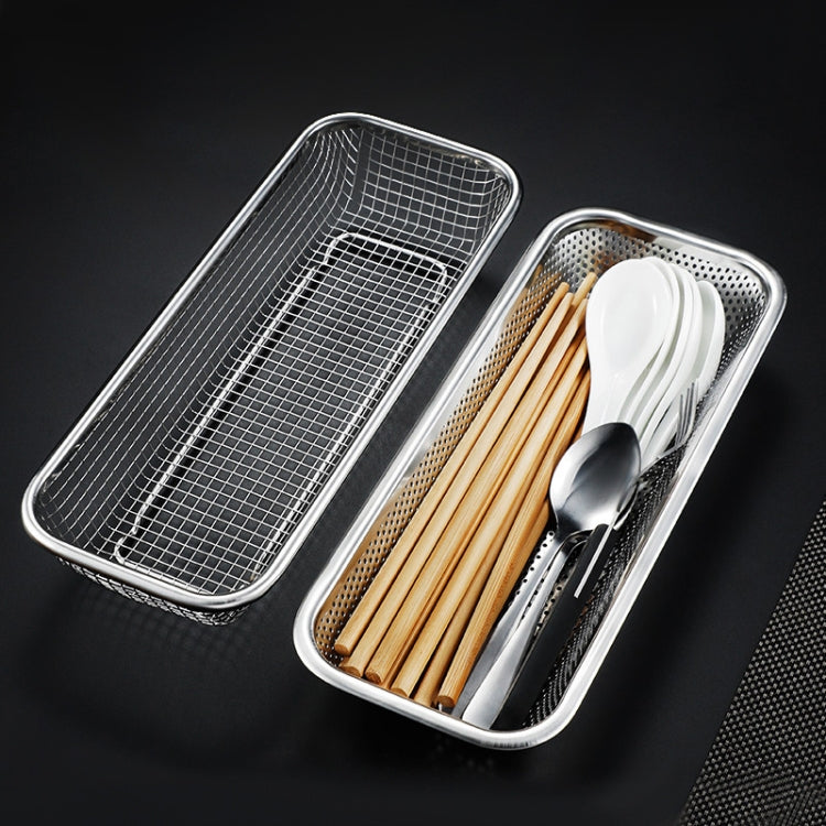 Kitchen Sterilization Cabinet Cutlery Organizer Household Stainless Steel Drainage Tray, Model: Perforated Rectangular Basket Large