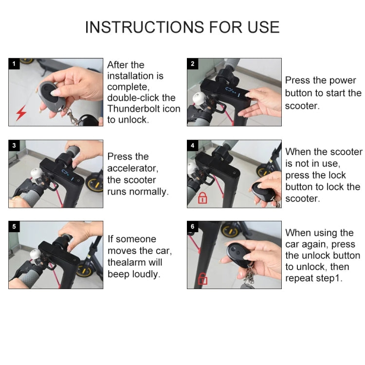 For Xiaomi M365  Electric Scooter 36-55V Anti-Theft Alarm Detector + 2 Remote Controller
