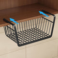 40x25x14cm Closet Organizer Metal Shelf Kitchen Cabinet Under Hanging Shelf(Black)