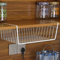 40x25x14cm Closet Organizer Metal Shelf Kitchen Cabinet Under Hanging Shelf(White)