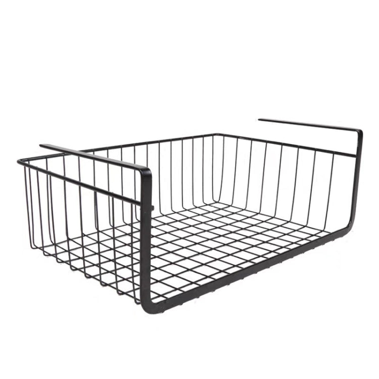 40x25x14cm Closet Organizer Metal Shelf Kitchen Cabinet Under Hanging Shelf(Black)