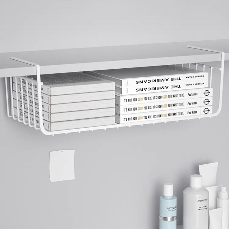 40x25x14cm Closet Organizer Metal Shelf Kitchen Cabinet Under Hanging Shelf(White)