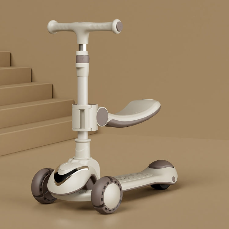 XOEYU K8 Multifunctional Adjustable Folding Children Scooter with Music and Lights, Color: 3-in-1 Coffee