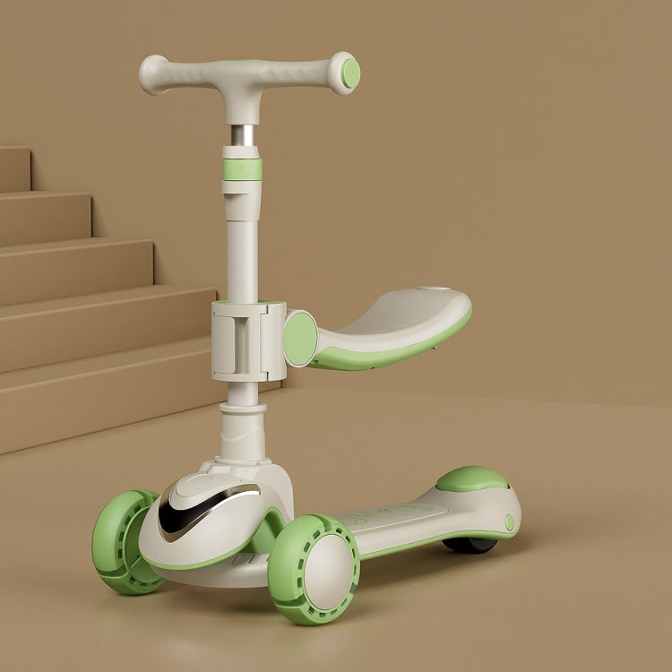 XOEYU K8 Multifunctional Adjustable Folding Children Scooter with Music and Lights, Color: 3-in-1 Green
