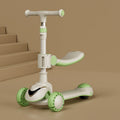 XOEYU K8 Multifunctional Adjustable Folding Children Scooter with Music and Lights, Color: 3-in-1 Green