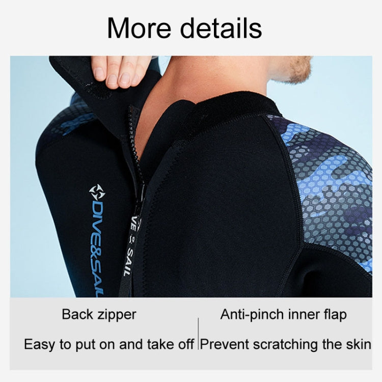 DIVE & SAIL 2mm Mens One Piece Long Sleeve Warm Wetsuit Surf Snorkeling Winter Wetsuit, Size: XXL(Black)