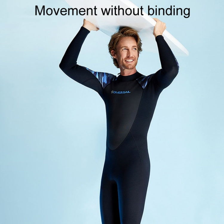 DIVE & SAIL 2mm Mens One Piece Long Sleeve Warm Wetsuit Surf Snorkeling Winter Wetsuit, Size: XXL(Black)