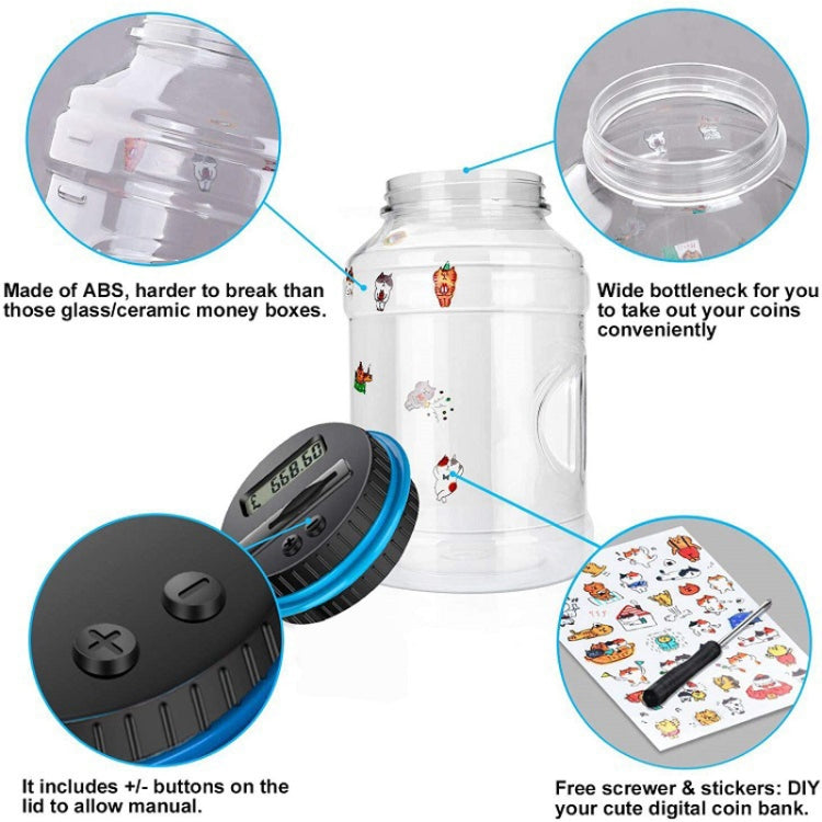 Digital Display Counting Piggy Bank With Lock, Currency: EUR