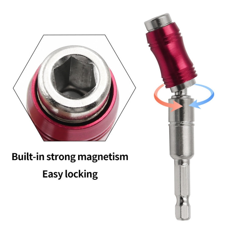 Hexagonal Shank Quick Release Self-Locking Joint Extension Rod Electric Drill Driver Extension Quick Conversion Bits(Silver+Red)