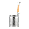 Household Stainless Steel Wooden Handle Spoon Kitchen Filtering Powder Oil Leakage Frying Basket, Model: 20cm Round Handle