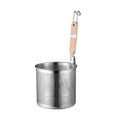 Household Stainless Steel Wooden Handle Spoon Kitchen Filtering Powder Oil Leakage Frying Basket, Model: 18cm Flat Handle