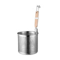 Household Stainless Steel Wooden Handle Spoon Kitchen Filtering Powder Oil Leakage Frying Basket, Model: 20cm Flat Handle