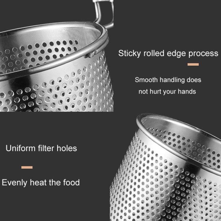 Household Stainless Steel Wooden Handle Spoon Kitchen Filtering Powder Oil Leakage Frying Basket, Model: 12cm Flat Handle